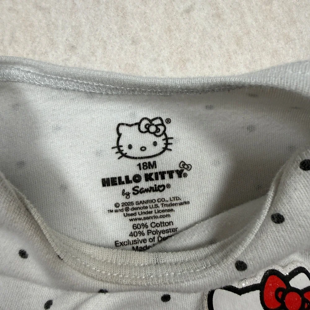 Hello Kitty Sanrio Baby Girls 2 Pack Bodysuits White Polka Dot 18M RN150641